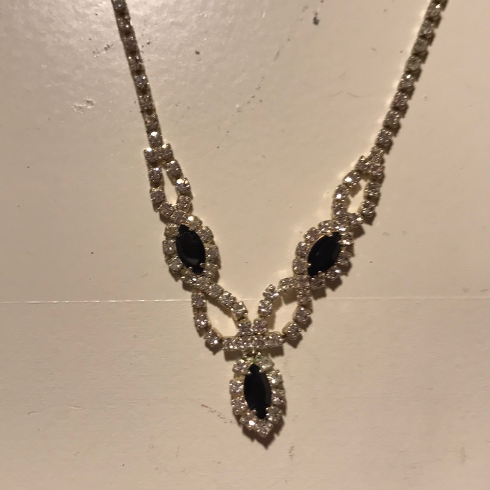 Black Sapphire and Cubic Zirconia Necklace